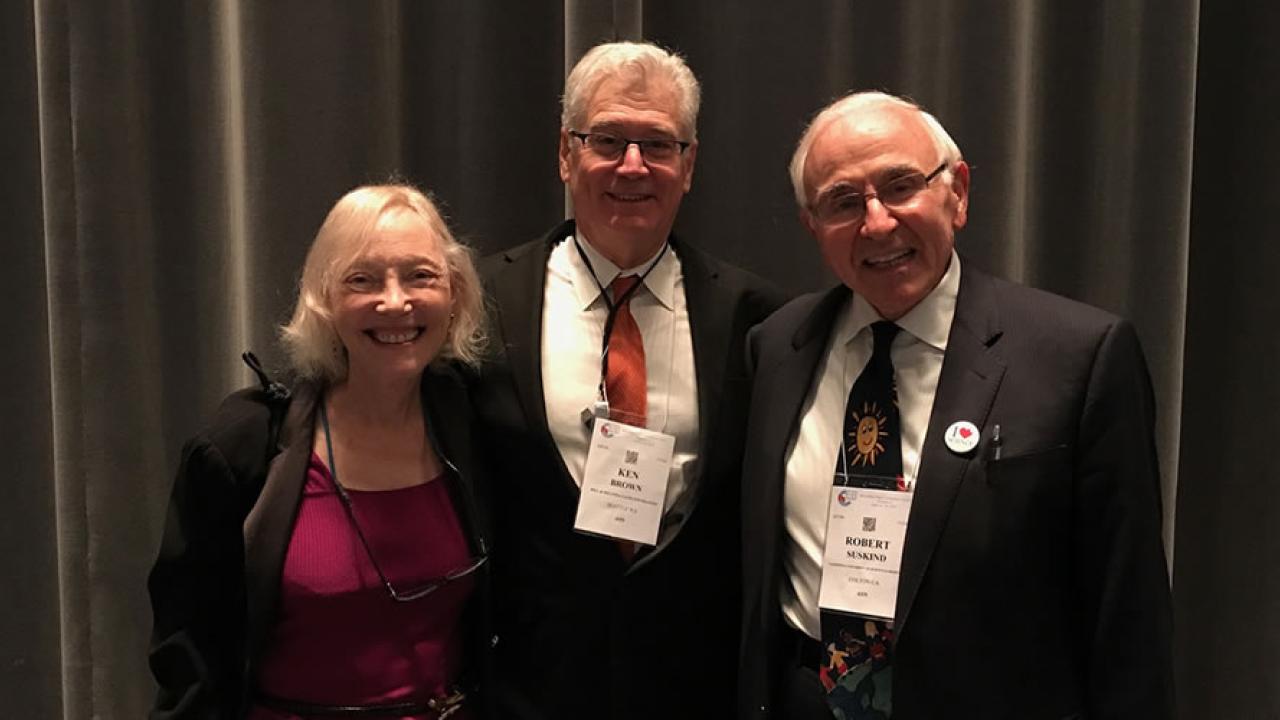 Prof. Kenneth Brown (middle) at the award lecture with Leslie Lewinter-Suskind and Robert Suskind