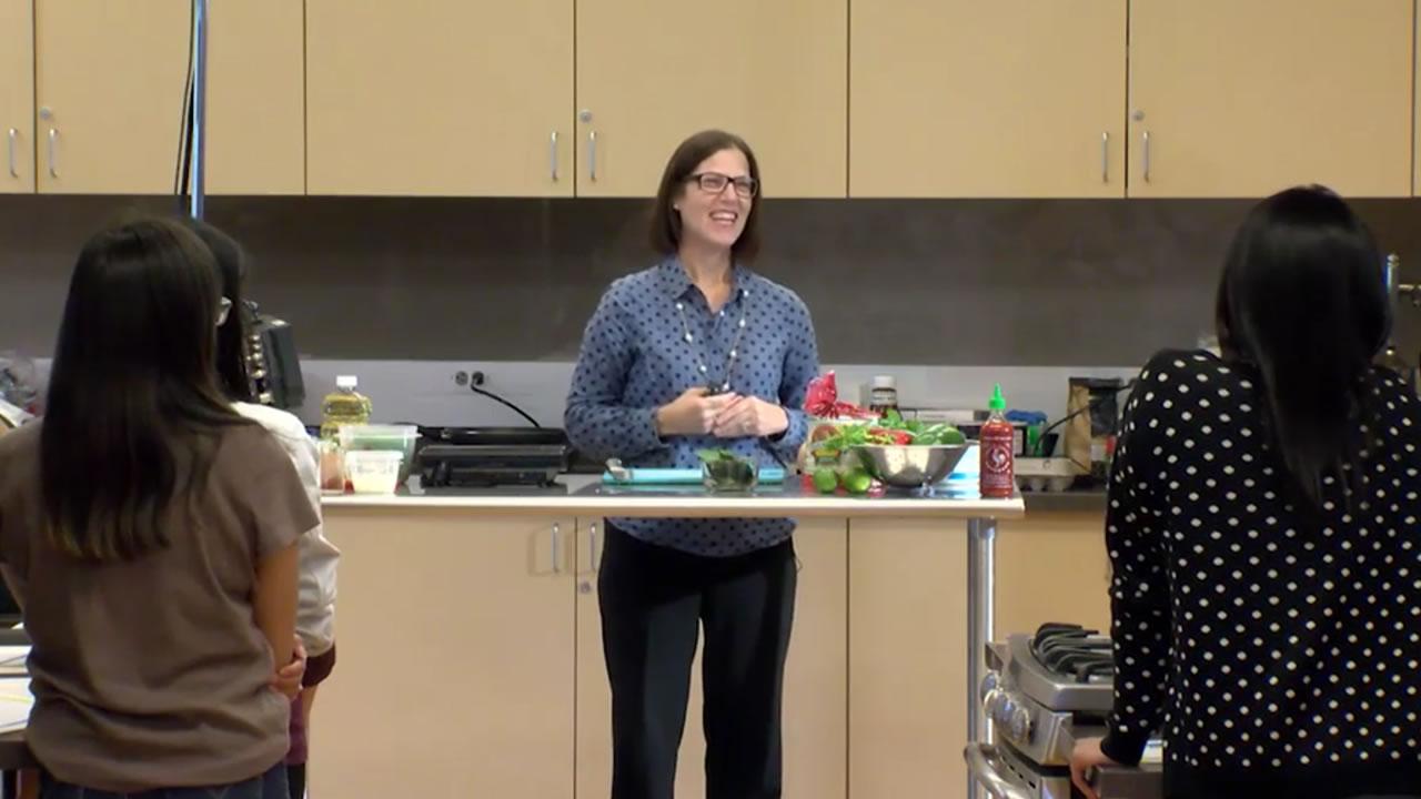 Joan Frank teaching Cooking 101