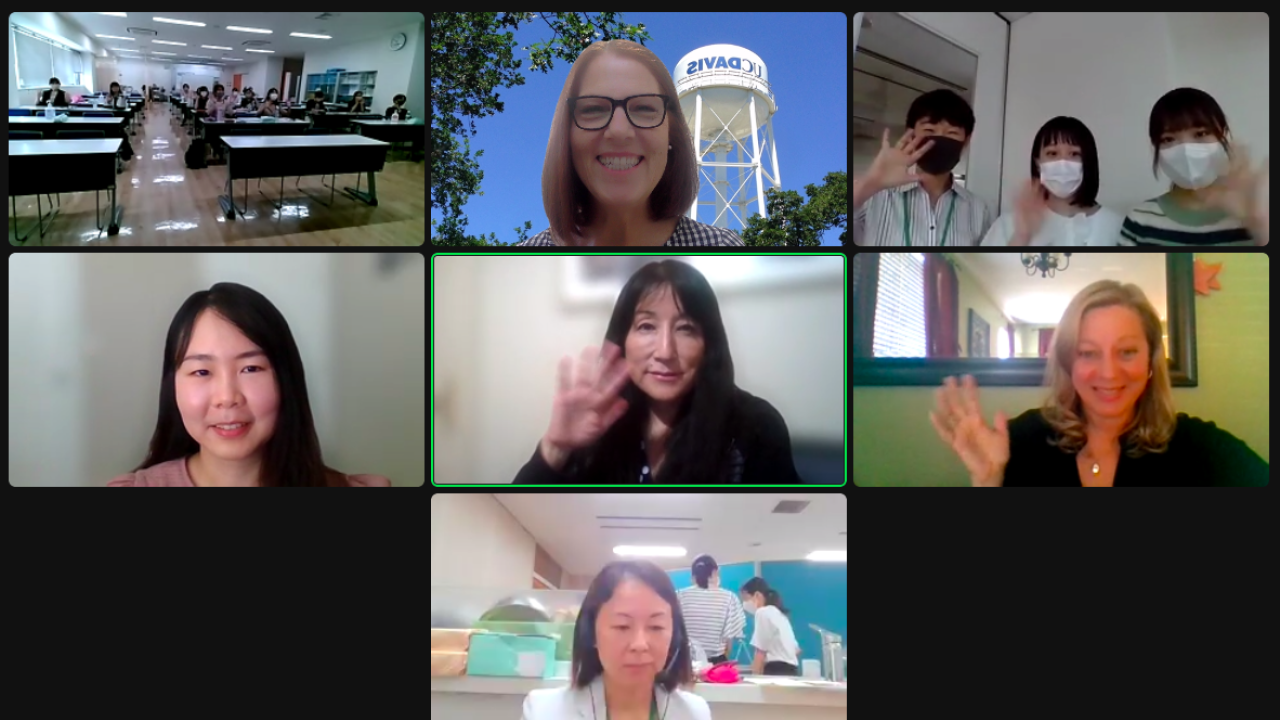 Members from UCD department of Nutrition on zoom call with Japanese students from Nagoya University of Arts and Sciences
