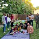 Trellis lab members standing around families